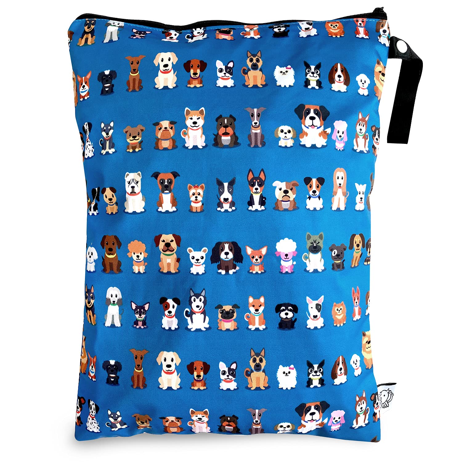 Flock Three Wet Dry Bag Diaper Stroller For Swimsuit Travel Toiletries Yoga Gym Water-Resistant with Dog Family Patterned