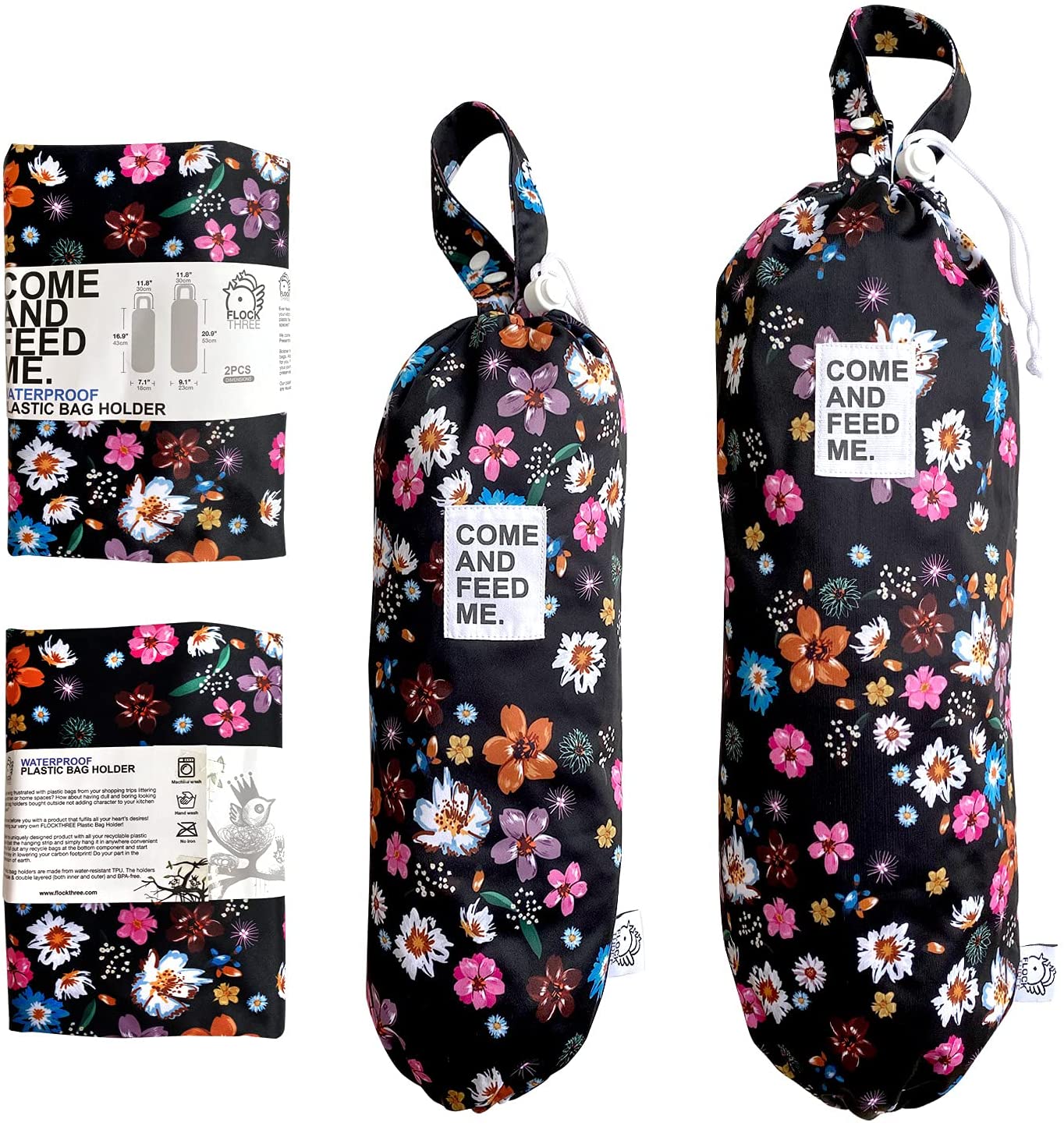 Flock Three 2pack Waterproof Plastic Bag Holder For Grocery Shopping Carrier Storage Kitchen Travel Camp Carrier Dispenser