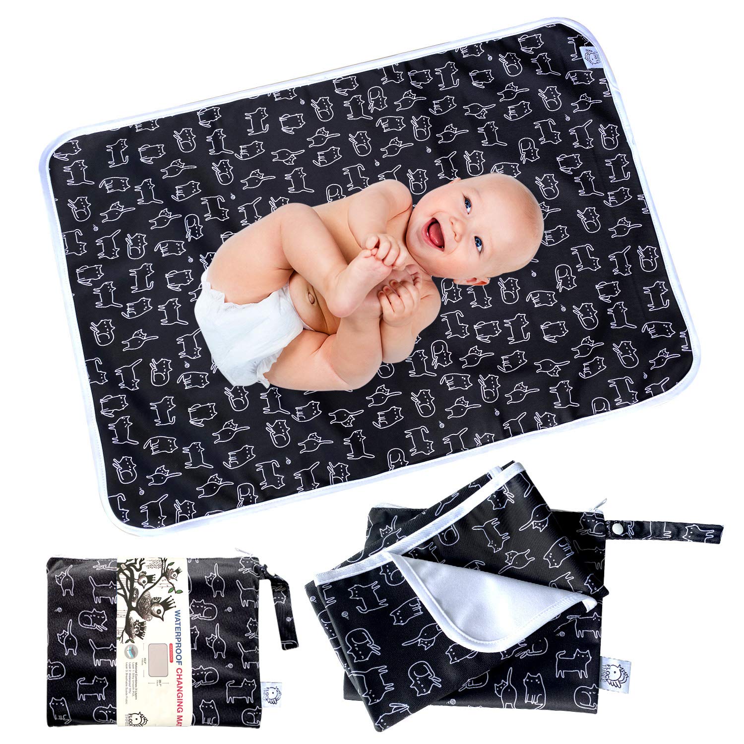 FLOCK THREE Waterproof Folding Baby Diaper Changing Mat Washable Leak Proof Pad
